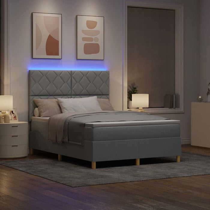 Pat cu arc LED cu headboard Gri deschis 140 x 190 cm țesătură - WALTI WALTI