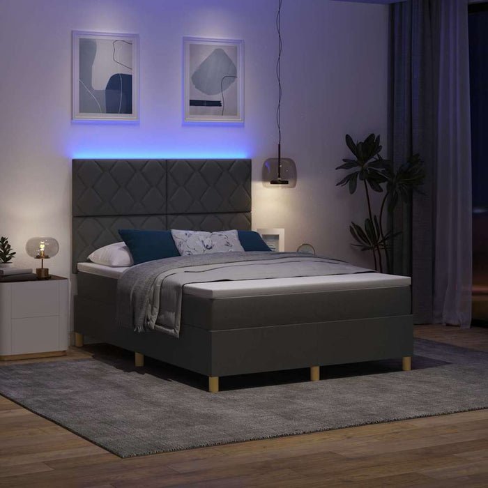 Pat cu arc LED cu headboard Gri închis 140 x 190 cm țesătură WALTI