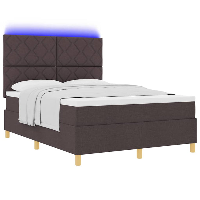 Pat cu arc LED cu saltea Maro închis 140 x 190 cm țesătură WALTI