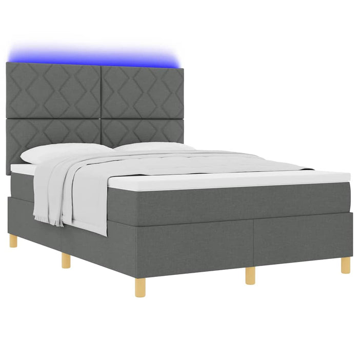Pat cu arc LED cu headboard Gri închis 140 x 200 cm țesătură WALTI