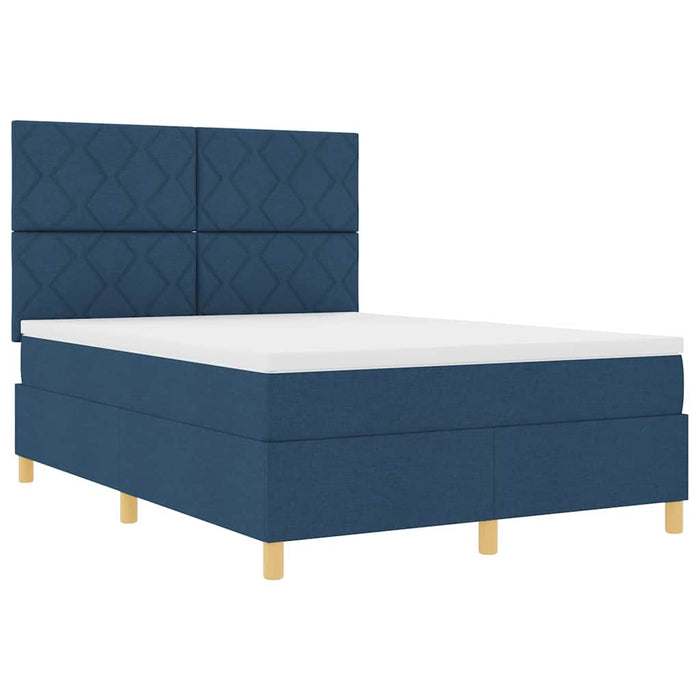 Pat cu arc LED cu headboard albastru 140 x 200 cm țesătură WALTI