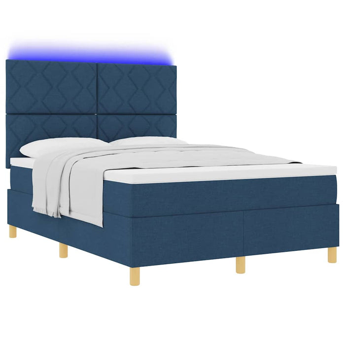 Pat cu arc LED cu headboard albastru 160 x 200 cm țesătură - WALTI WALTI