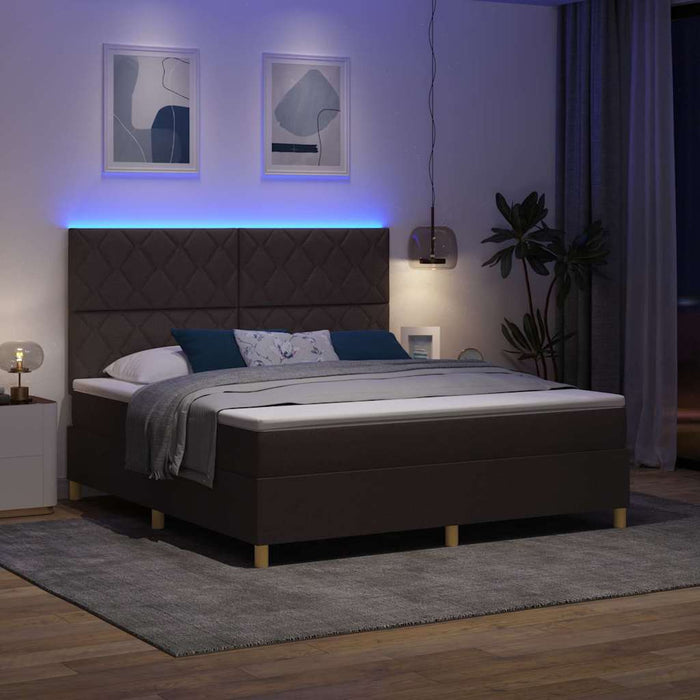 Pat cu arc LED cu headboard Maro închis 180 x 200 cm țesătură - WALTI WALTI