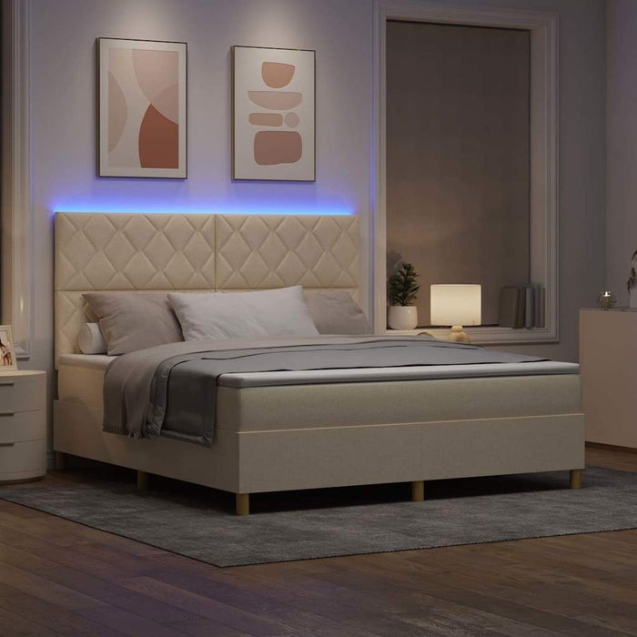 Pat cu arc LED cu headboard Crem 180 x 200 cm țesătură - WALTI WALTI