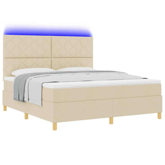 Pat cu arc LED cu headboard Crem 180 x 200 cm țesătură - WALTI WALTI