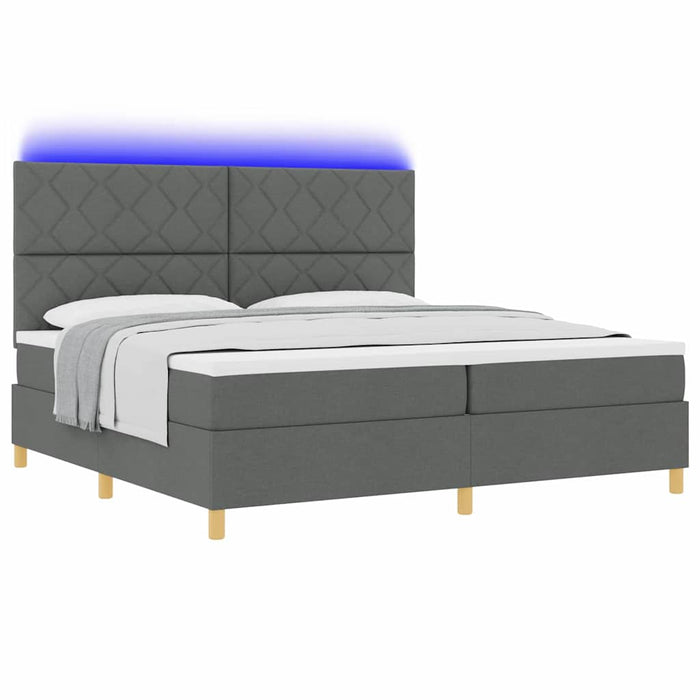 Pat cu arc LED cu headboard Gri închis 200 x 200 cm țesătură - WALTI WALTI
