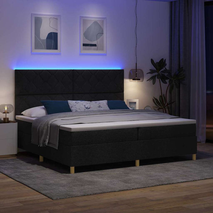 Pat cu arc LED cu saltea Negru 200 x 200 cm țesătură - WALTI WALTI