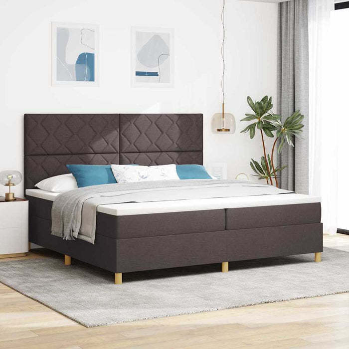 Pat cu arc LED cu saltea Maro închis 200 x 200 cm țesătură - WALTI WALTI