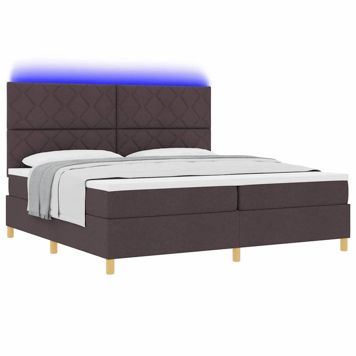 Pat cu arc LED cu saltea Maro închis 200 x 200 cm țesătură - WALTI WALTI