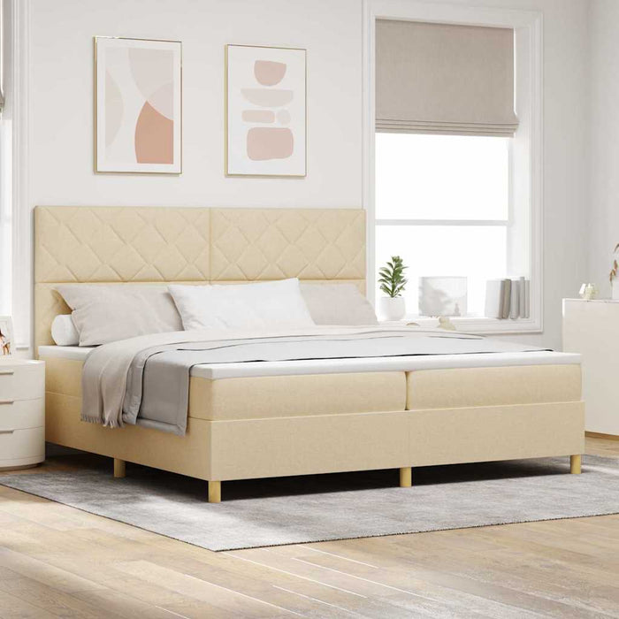 Pat cu arc LED cu saltea Crem 200 x 200 cm țesătură - WALTI WALTI