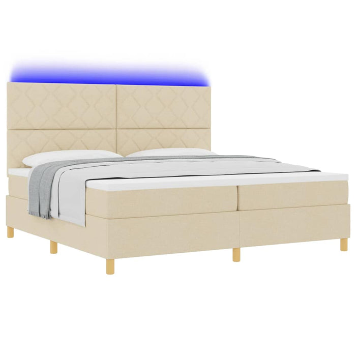 Pat cu arc LED cu saltea Crem 200 x 200 cm țesătură - WALTI WALTI