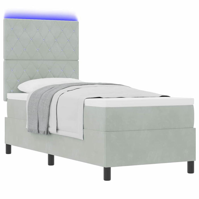 Pat cu arcuri cu saltea Gri deschis 80 x 200 cm Catifea - WALTI WALTI