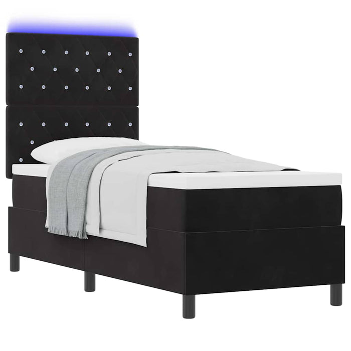 Pat cu arc LED cu saltea cu headboard Negru 80 x 200 cm Catifea - WALTI WALTI