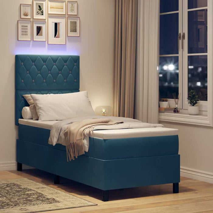 Pat cu arc LED cu saltea Albastru închis 80 x 200 cm Catifea WALTI