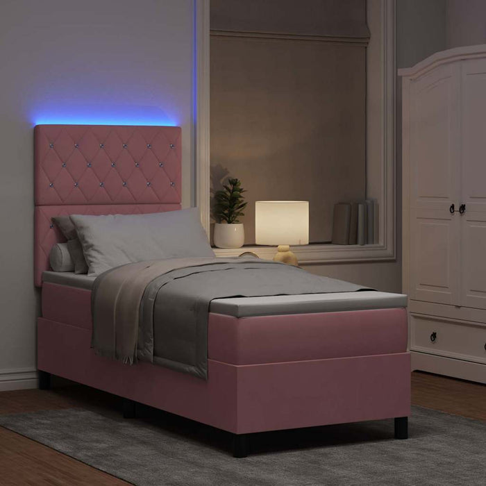 Pat cu arc LED cu saltea cu headboard Roz 80 x 200 cm Catifea - WALTI WALTI