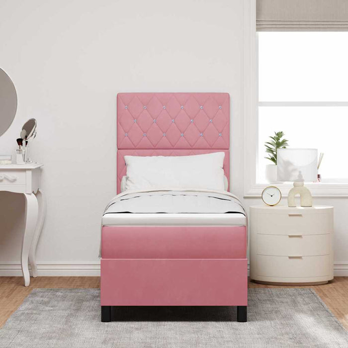 Pat cu arc LED cu saltea cu headboard Roz 80 x 200 cm Catifea - WALTI WALTI