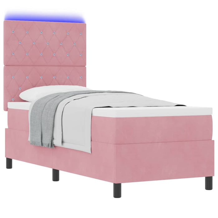 Pat cu arc LED cu saltea cu headboard Roz 80 x 200 cm Catifea - WALTI WALTI