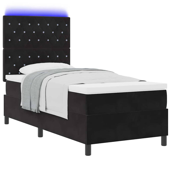 Pat cu arc LED cu saltea Negru 90 x 190 cm țesătură - WALTI WALTI