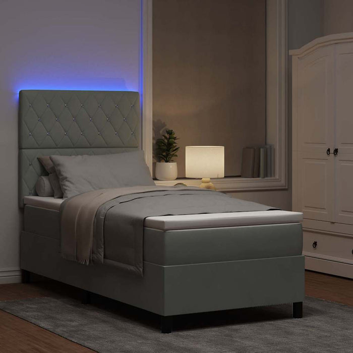 Pat cu arc LED cu saltea Gri deschis 90 x 200 cm Catifea - WALTI WALTI