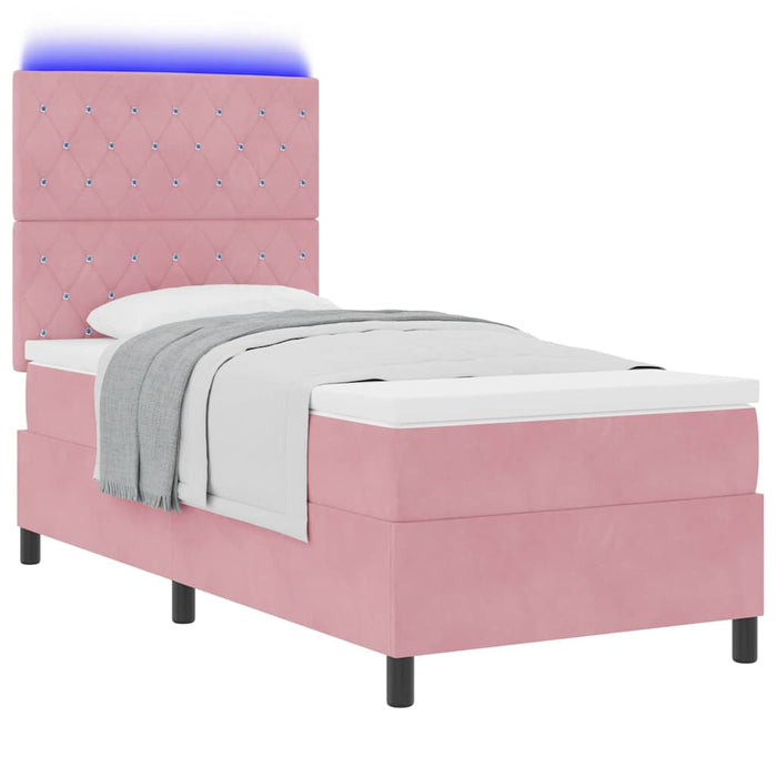 Pat cu arc LED cu saltea cu headboard Roz 90 x 200 cm țesătură - WALTI WALTI