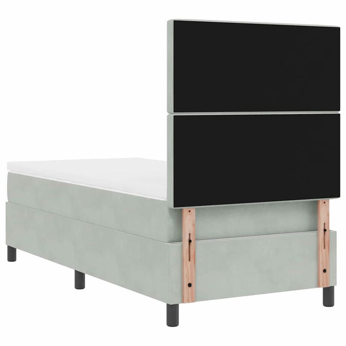 Pat cu arcuri cu saltea Gri deschis 100 x 200 cm Catifea - WALTI WALTI