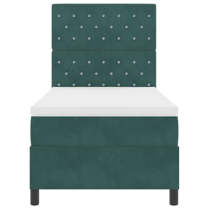 Pat cu arcuri cu saltea Verde închis 100 x 200 cm Catifea - WALTI WALTI