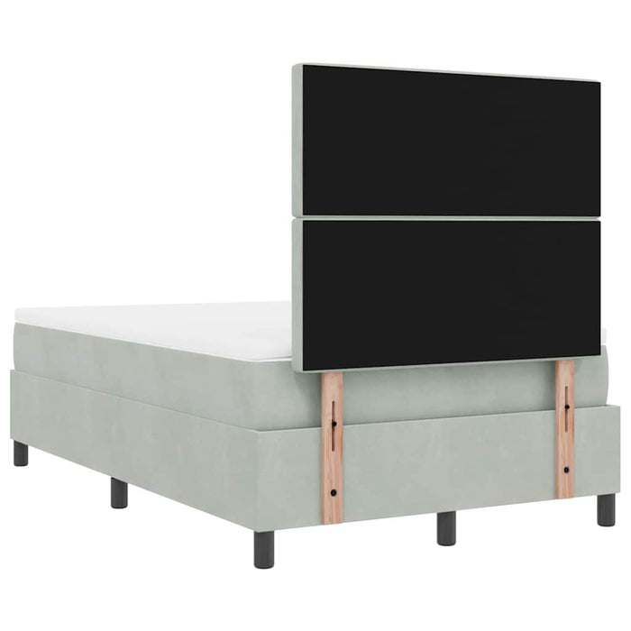 Pat cu arcuri cu saltea Gri deschis 120 x 190 cm Catifea - WALTI WALTI