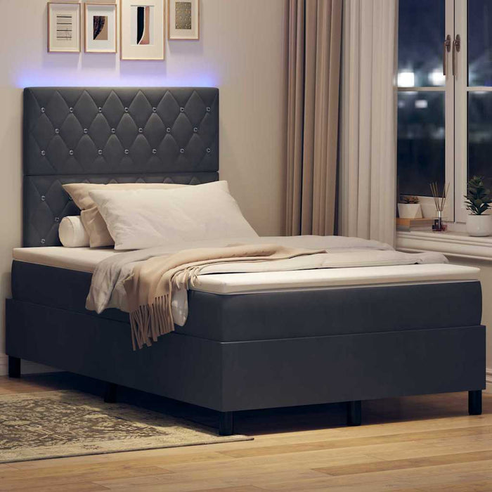 Pat cu arc LED cu saltea Gri închis 120 x 190 cm Catifea - WALTI WALTI