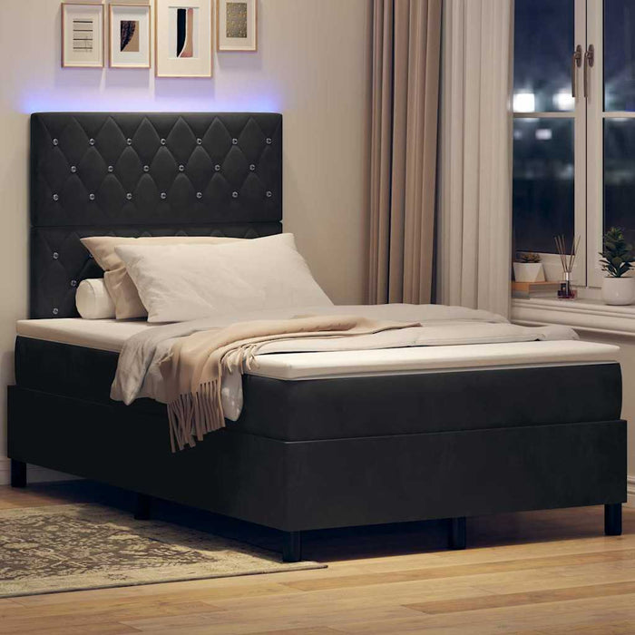 Pat cu arc LED cu saltea Negru 120 x 190 cm Catifea - WALTI WALTI