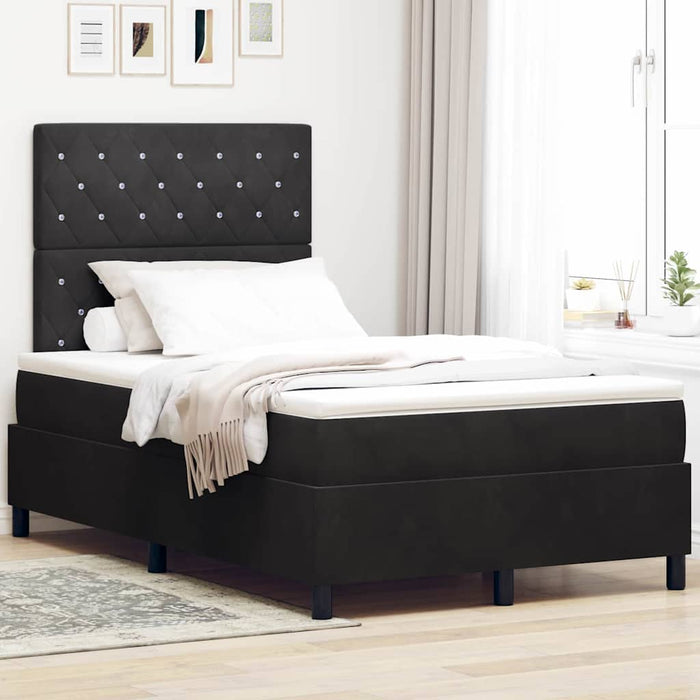 Pat cu arc LED cu saltea Negru 120 x 190 cm Catifea - WALTI WALTI
