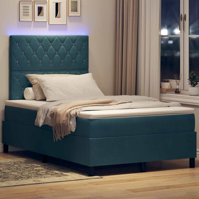 Pat cu arc LED cu saltea Albastru închis 120 x 190 cm Catifea - WALTI WALTI