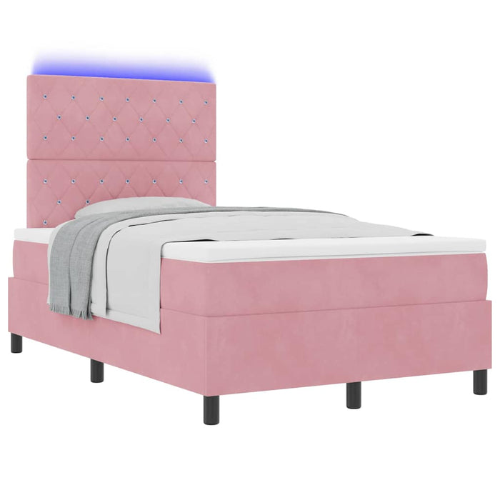 Pat cu arc LED cu saltea cu headboard Roz 120 x 200 cm Catifea WALTI