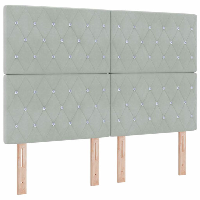Pat cu arcuri cu saltea Gri deschis 140 x 190 cm Catifea - WALTI WALTI