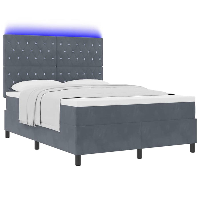 Pat cu arc LED cu saltea Gri închis 140 x 190 cm Catifea - WALTI WALTI