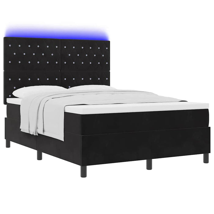 Pat cu arc LED cu saltea Negru 140 x 190 cm Catifea - WALTI WALTI