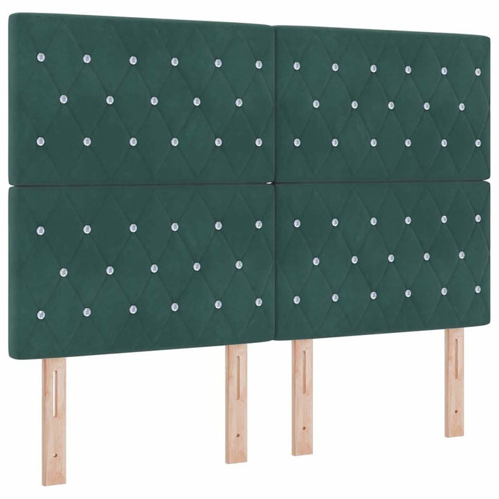 Pat cu arcuri cu saltea Verde închis 140 x 190 cm Catifea - WALTI WALTI