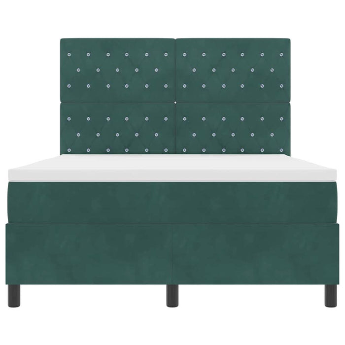 Pat cu arcuri cu saltea Verde închis 140 x 190 cm Catifea - WALTI WALTI