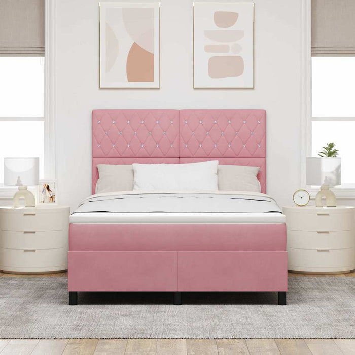 Pat cu arc LED cu saltea cu headboard Roz 140 x 190 cm Catifea WALTI