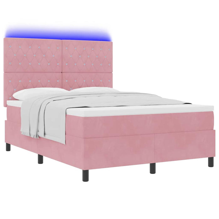 Pat cu arc LED cu saltea cu headboard Roz 140 x 190 cm Catifea WALTI
