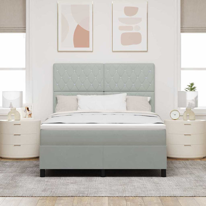 Pat cu arcuri cu saltea Gri deschis 140 x 200 cm Catifea - WALTI WALTI