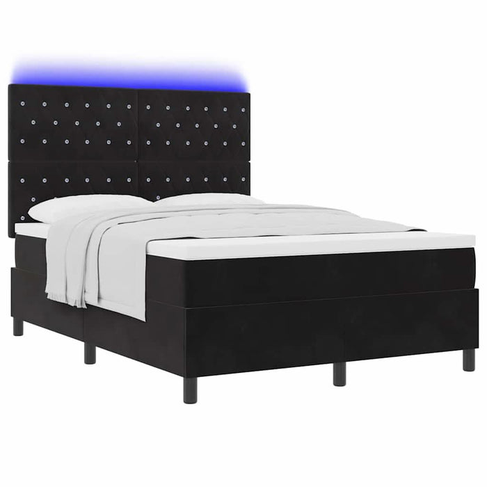 Pat cu arc LED cu saltea Negru 140 x 200 cm Catifea WALTI