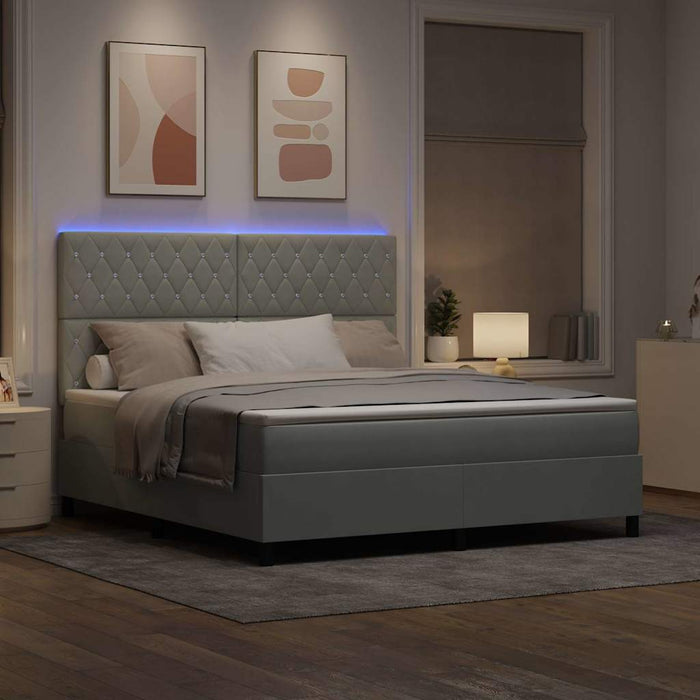 Pat cu arc LED cu saltea Gri deschis 180 x 200 cm Catifea - WALTI WALTI