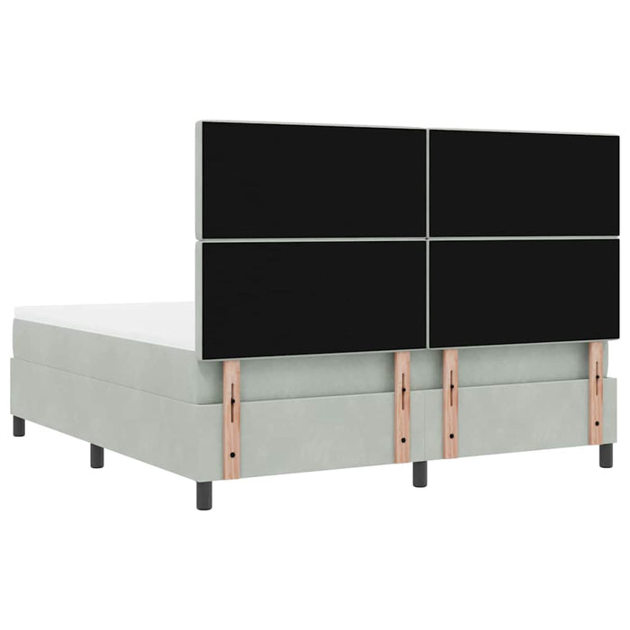 Pat cu arc LED cu saltea Gri deschis 180 x 200 cm Catifea - WALTI WALTI