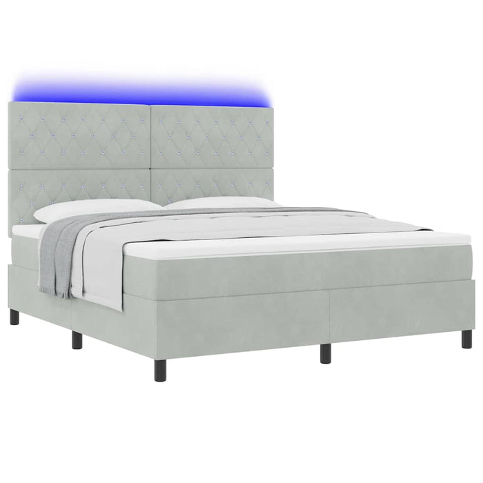 Pat cu arc LED cu saltea Gri deschis 180 x 200 cm Catifea - WALTI WALTI