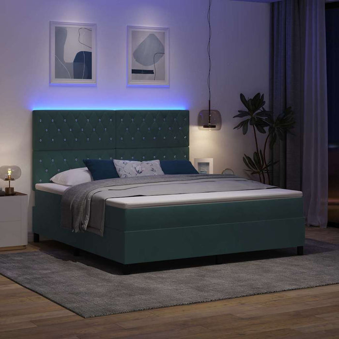 Pat cu arc LED cu saltea Verde închis 180 x 200 cm Catifea - WALTI WALTI
