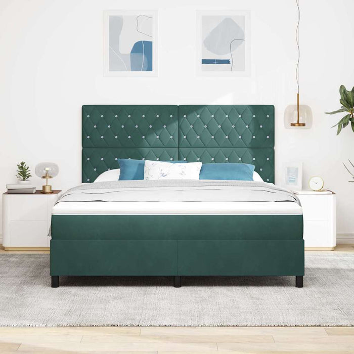 Pat cu arc LED cu saltea Verde închis 180 x 200 cm Catifea - WALTI WALTI