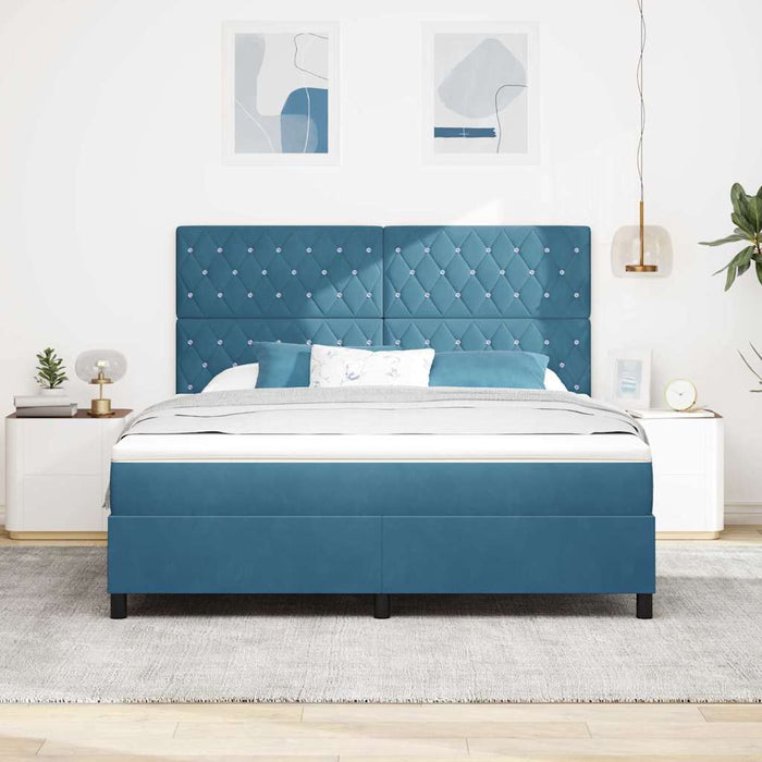 Pat cu arc LED cu saltea Albastru închis 180 x 200 cm țesătură - WALTI WALTI