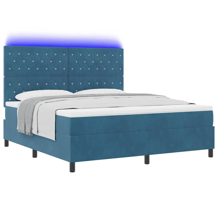 Pat cu arc LED cu saltea Albastru închis 180 x 200 cm țesătură - WALTI WALTI