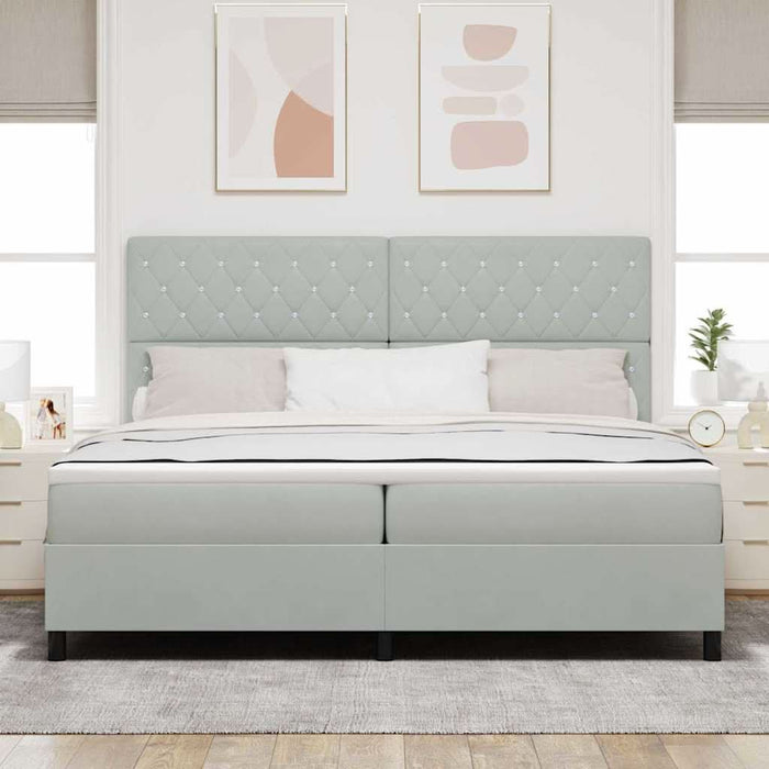 Pat cu arcuri cu saltea Gri deschis 200 x 200 cm Catifea - WALTI WALTI