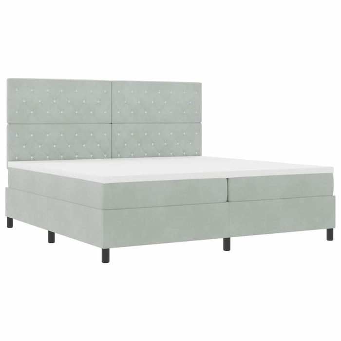 Pat cu arcuri cu saltea Gri deschis 200 x 200 cm Catifea - WALTI WALTI